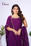 Aanchi By Deecee Vichitra Silk Embroidery Anarkali Kurtis Set 